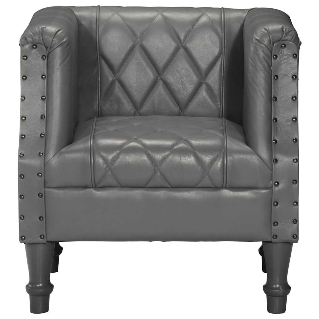 Tub Chair Grey Real Goat Leather