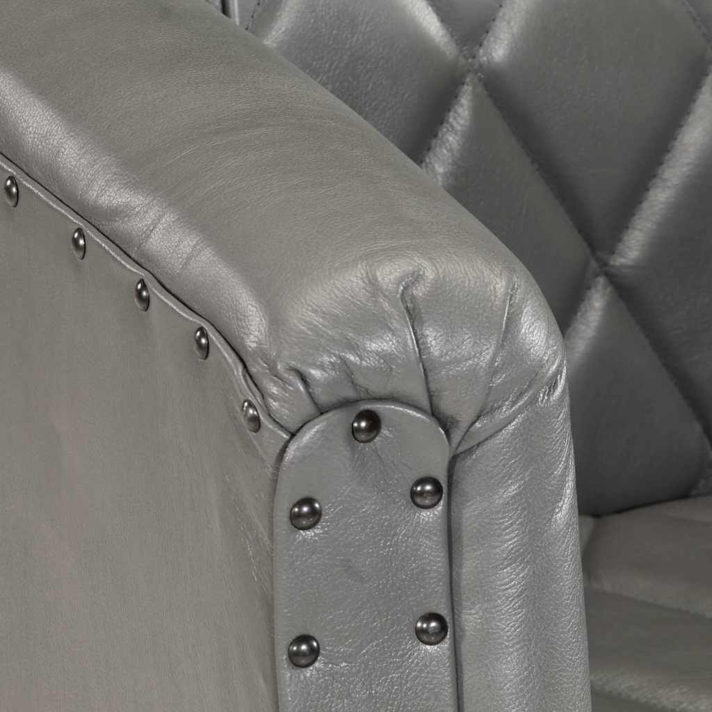 Tub Chair Grey Real Goat Leather