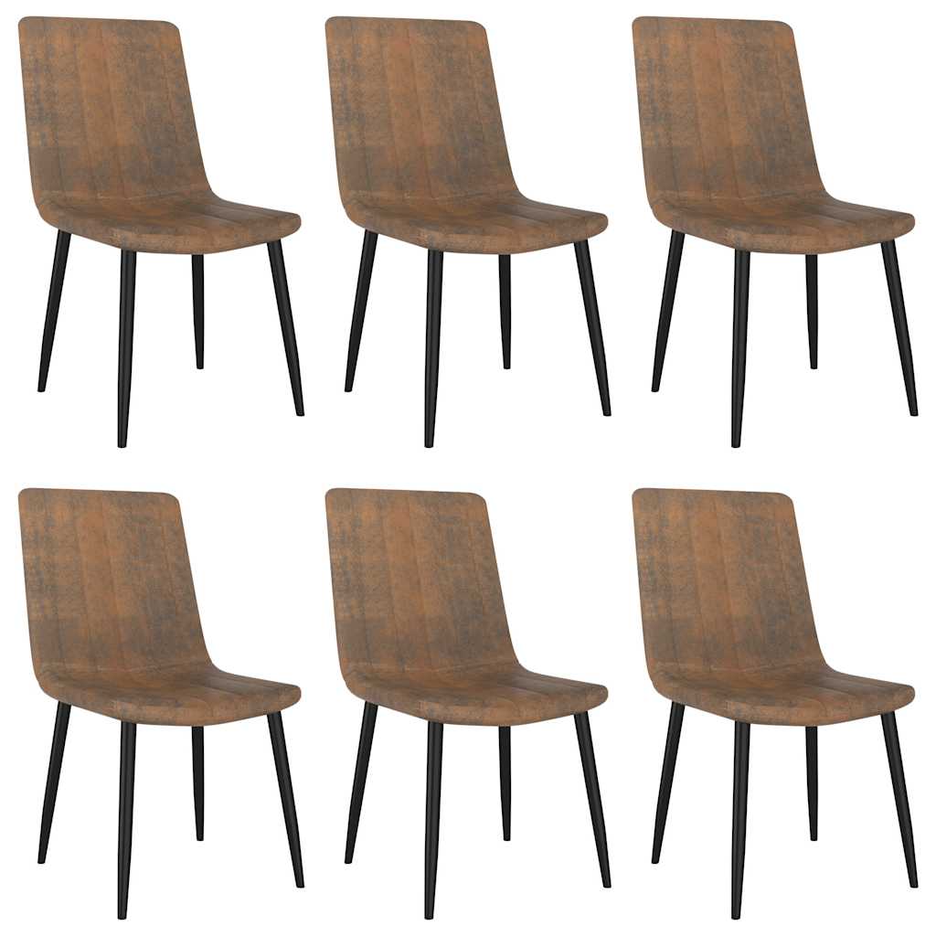 Dining Chairs 6 pcs Brown Faux Leather