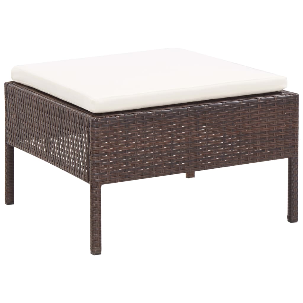 6 Piece Garden Lounge Set with Cushions Poly Rattan Brown