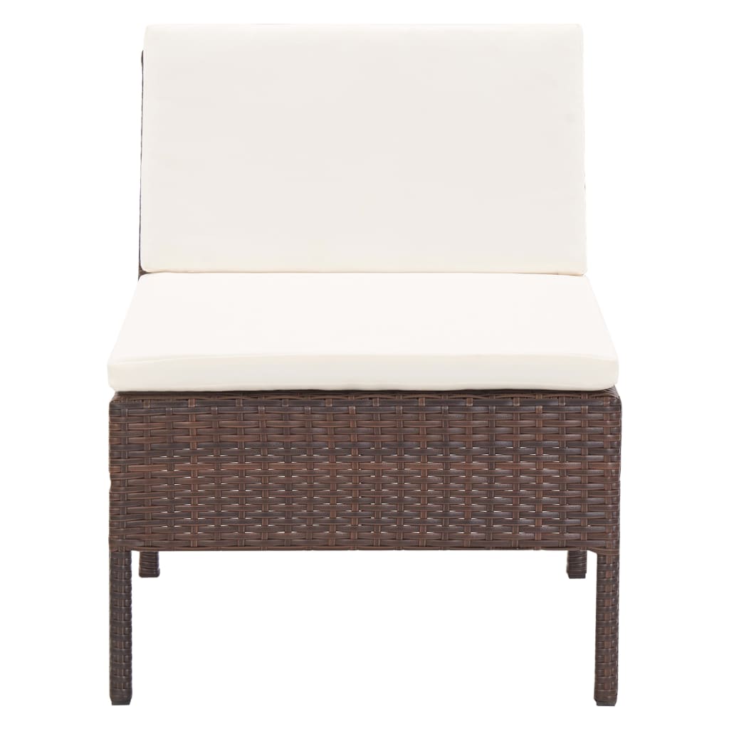 6 Piece Garden Lounge Set with Cushions Poly Rattan Brown