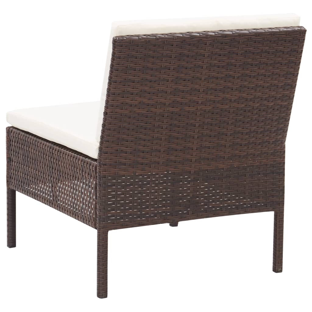 6 Piece Garden Lounge Set with Cushions Poly Rattan Brown