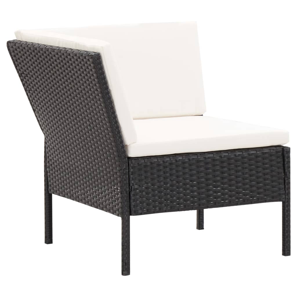6 Piece Garden Lounge Set with Cushions Poly Rattan Black