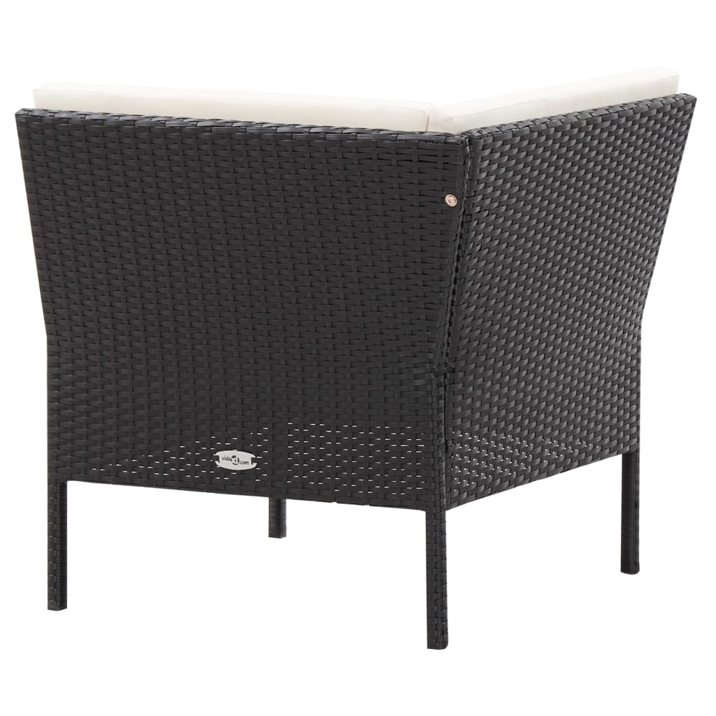 6 Piece Garden Lounge Set with Cushions Poly Rattan Black