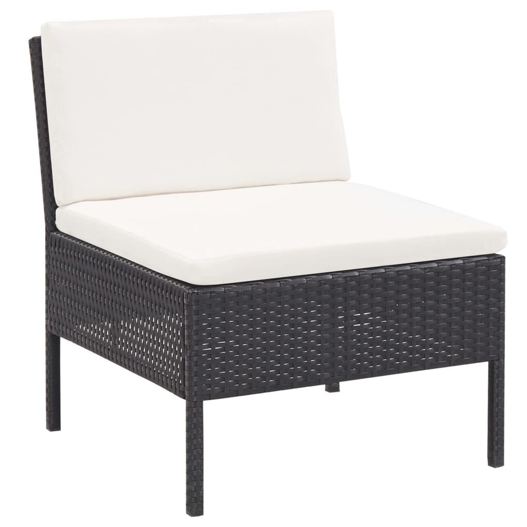 6 Piece Garden Lounge Set with Cushions Poly Rattan Black
