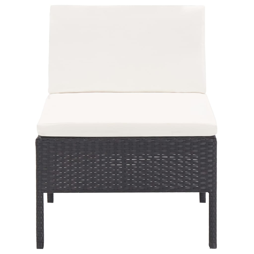 6 Piece Garden Lounge Set with Cushions Poly Rattan Black