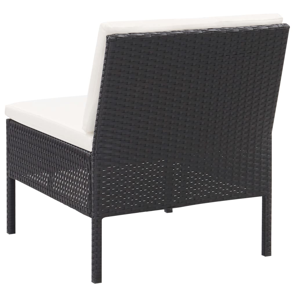 6 Piece Garden Lounge Set with Cushions Poly Rattan Black