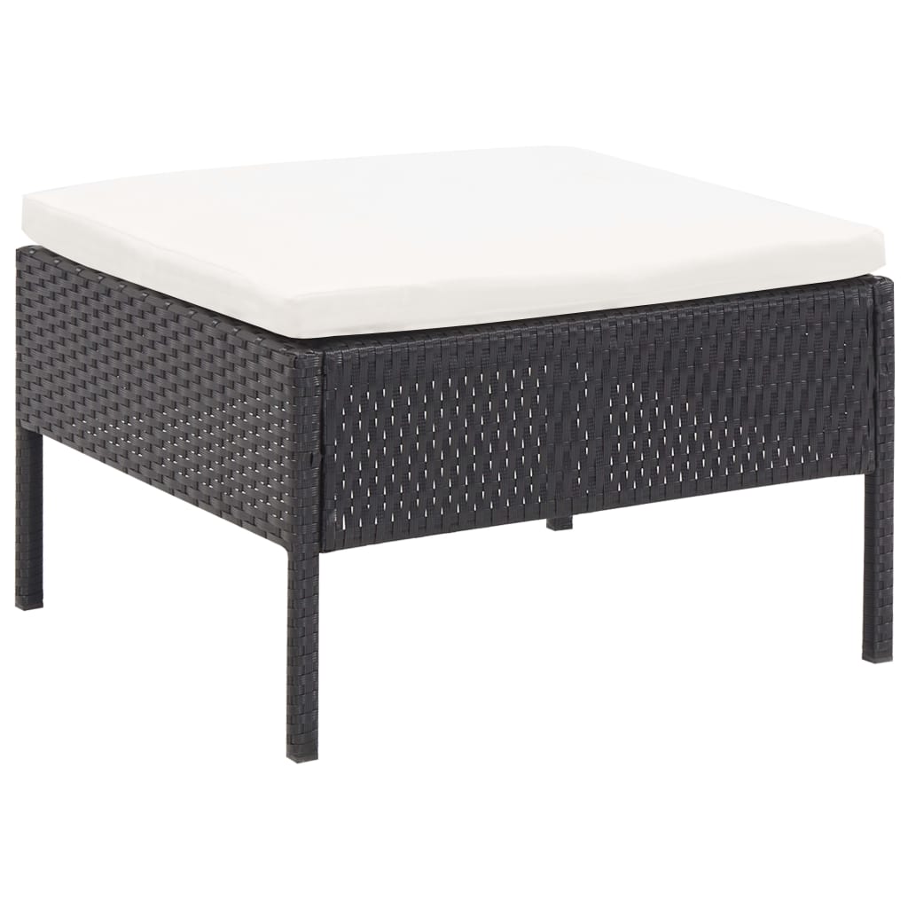 6 Piece Garden Lounge Set with Cushions Poly Rattan Black