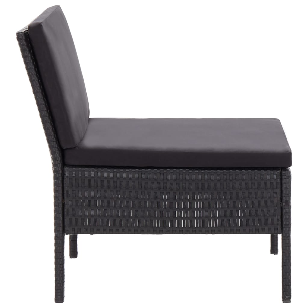6 Piece Garden Lounge Set with Cushions Poly Rattan Black