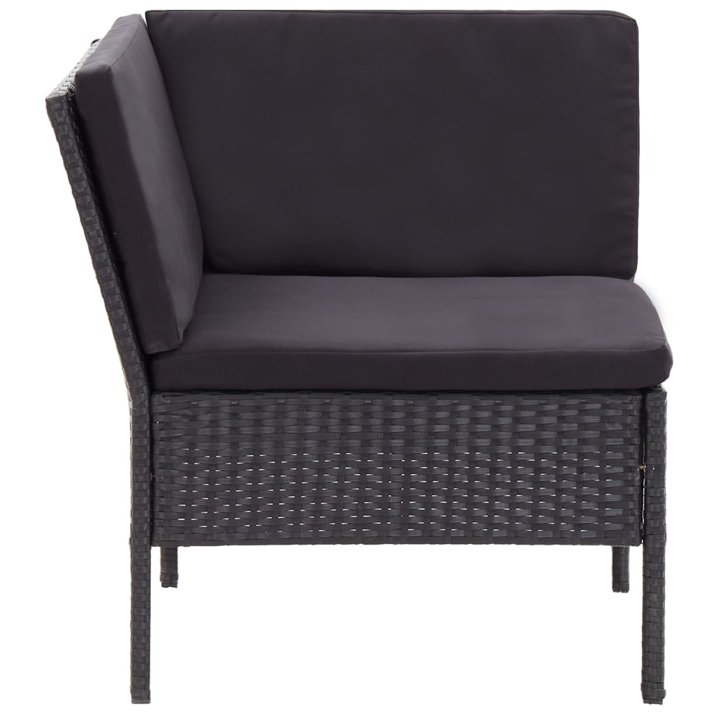 6 Piece Garden Lounge Set with Cushions Poly Rattan Black