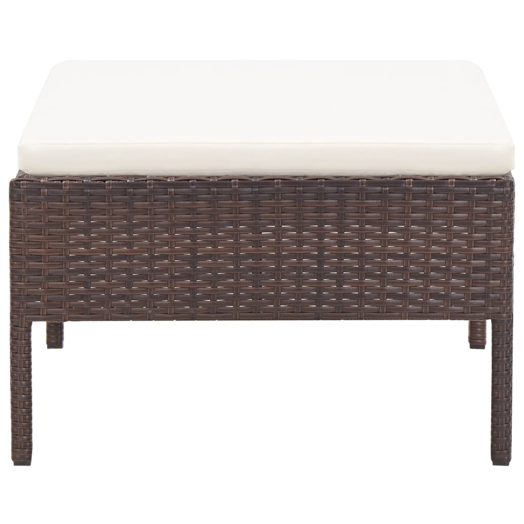3 Piece Garden Lounge Set with Cushions Poly Rattan Brown