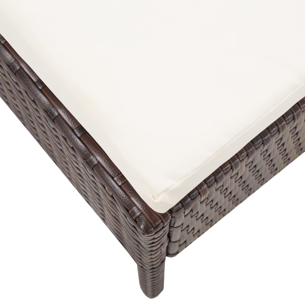 3 Piece Garden Lounge Set with Cushions Poly Rattan Brown