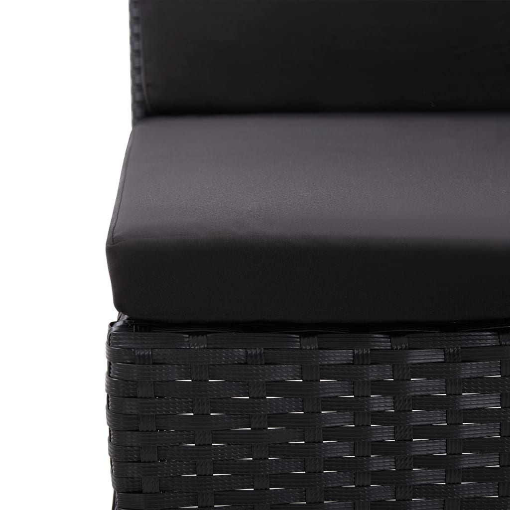 3 Piece Garden Lounge Set with Cushions Poly Rattan Black