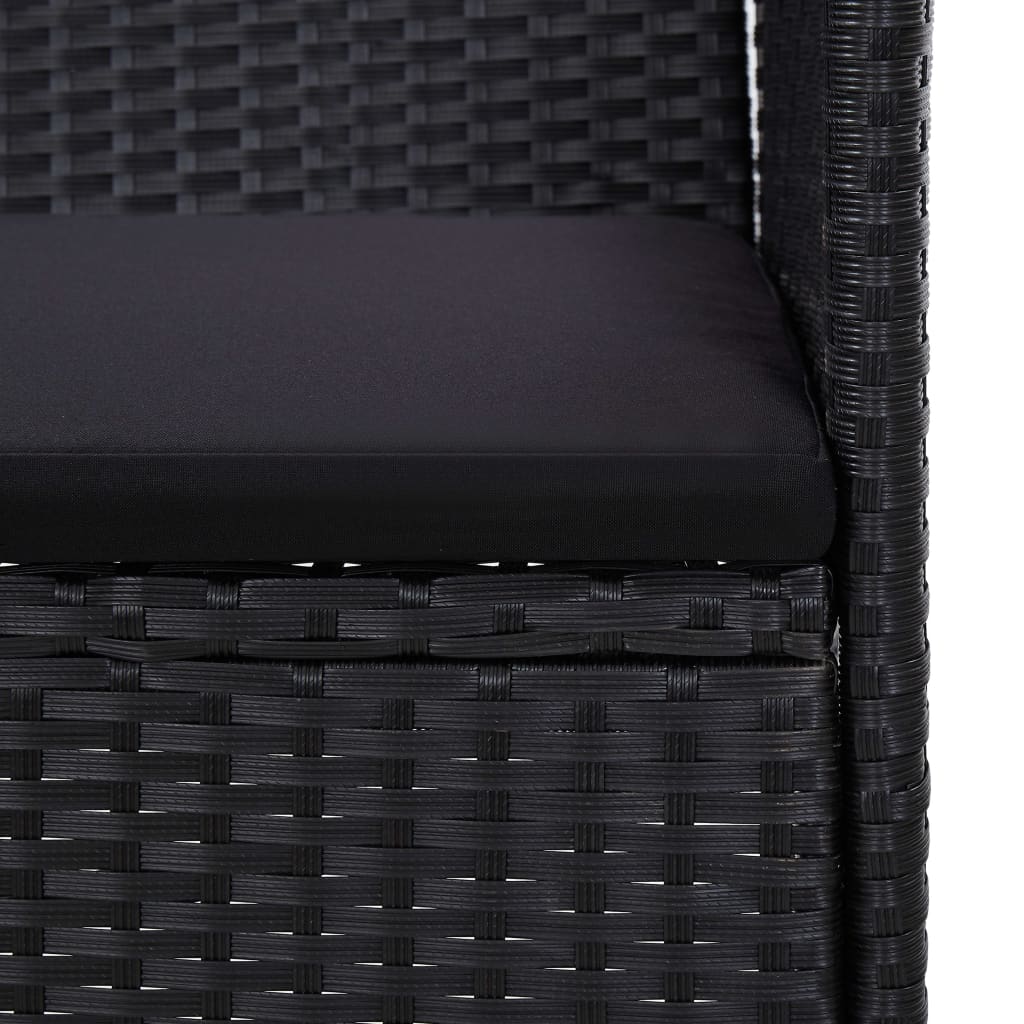 4 Piece Garden Lounge Set with Cushions Poly Rattan Black