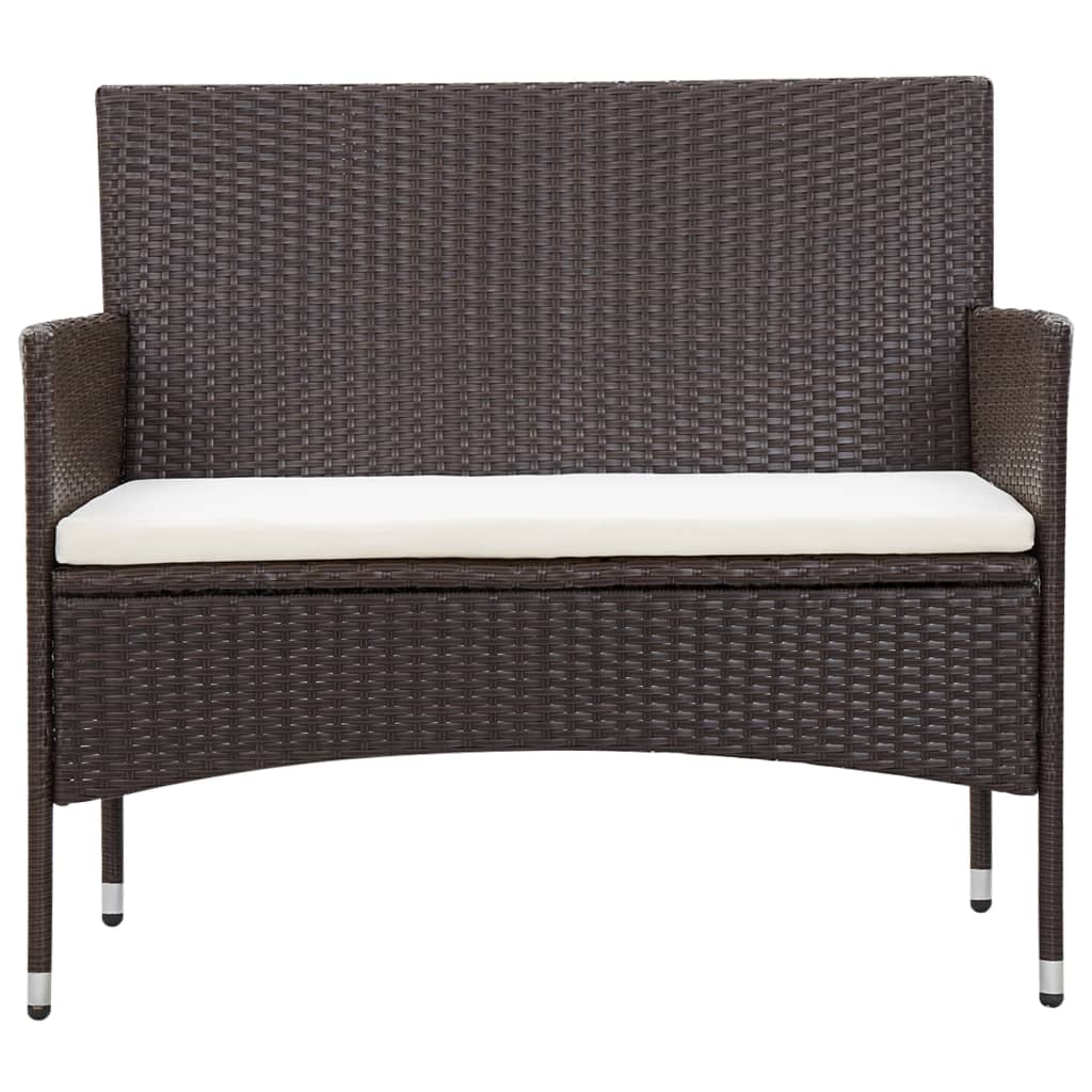 5 Piece Garden Lounge Set With Cushions Poly Rattan Brown