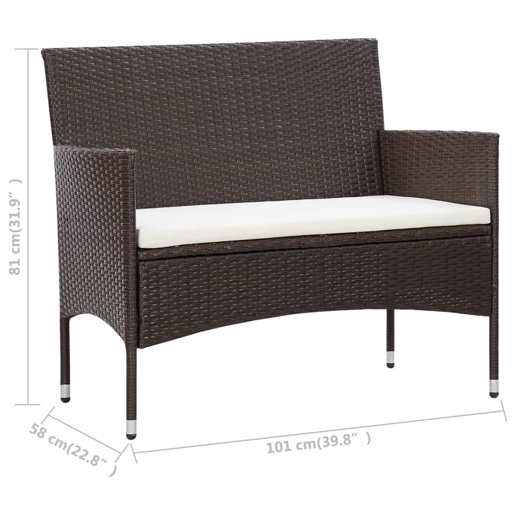 5 Piece Garden Lounge Set With Cushions Poly Rattan Brown