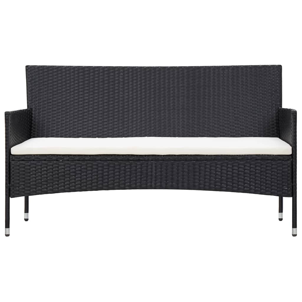 5 Piece Garden Lounge Set With Cushions Poly Rattan Black
