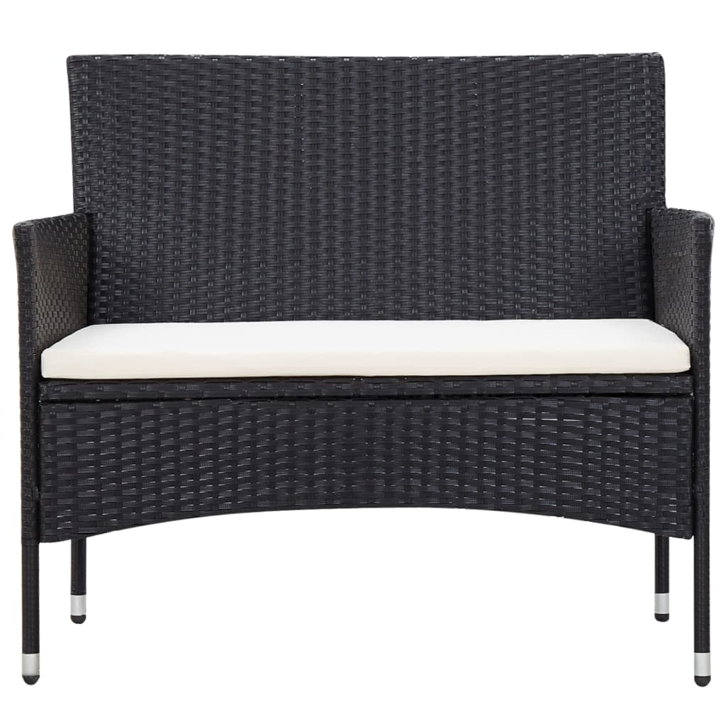 5 Piece Garden Lounge Set With Cushions Poly Rattan Black