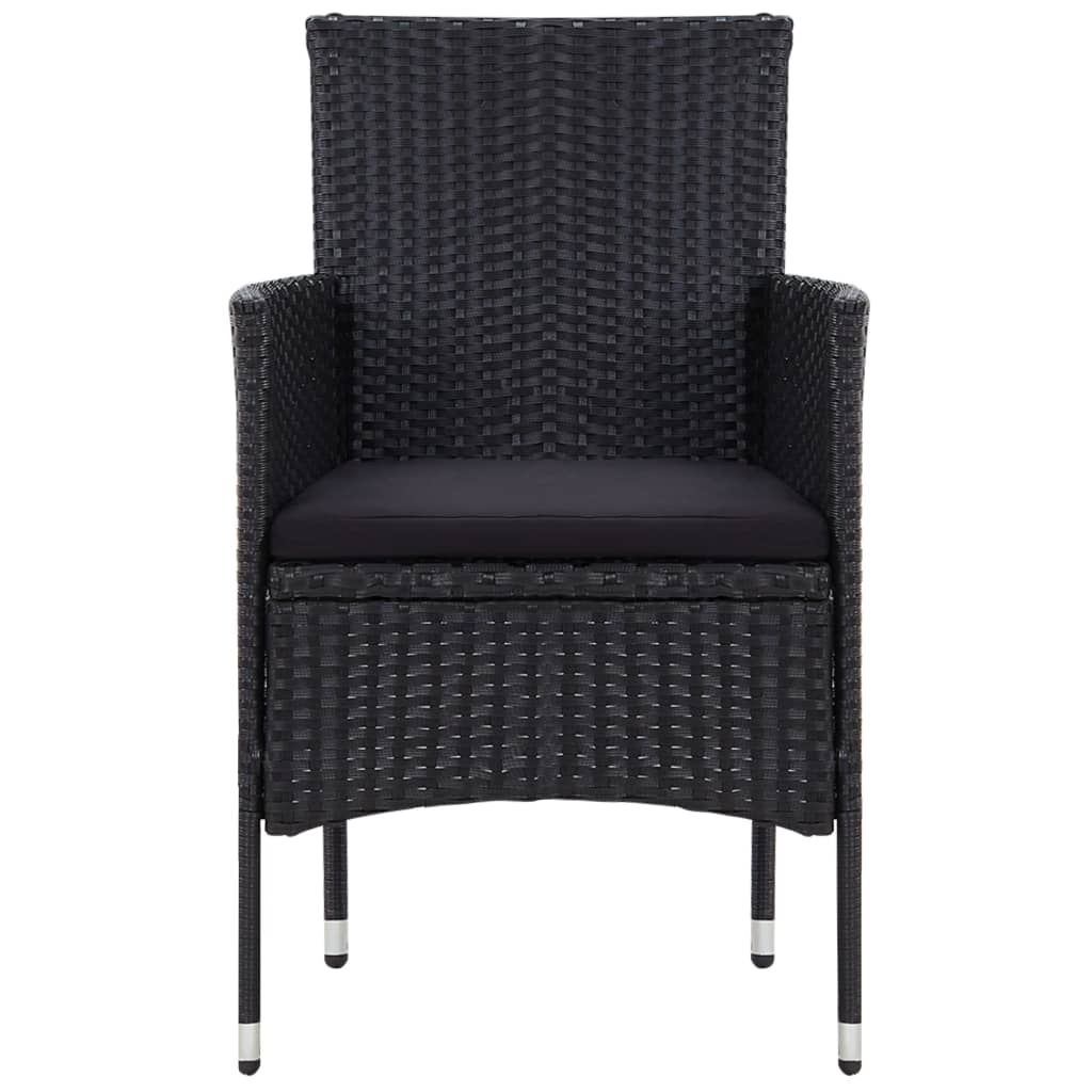 5 Piece Garden Lounge Set With Cushions Poly Rattan Black