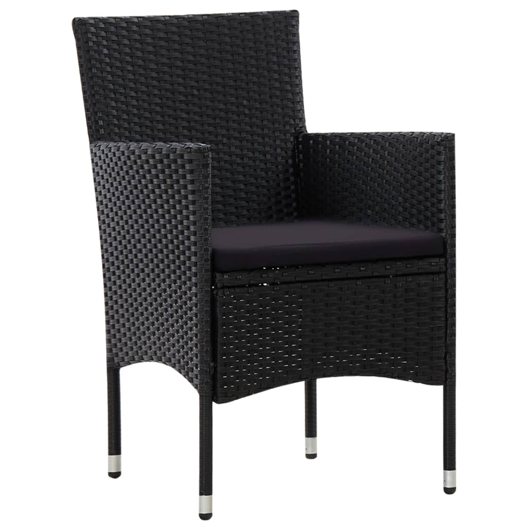 5 Piece Garden Lounge Set With Cushions Poly Rattan Black