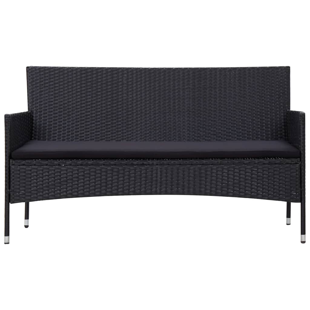 5 Piece Garden Lounge Set With Cushions Poly Rattan Black