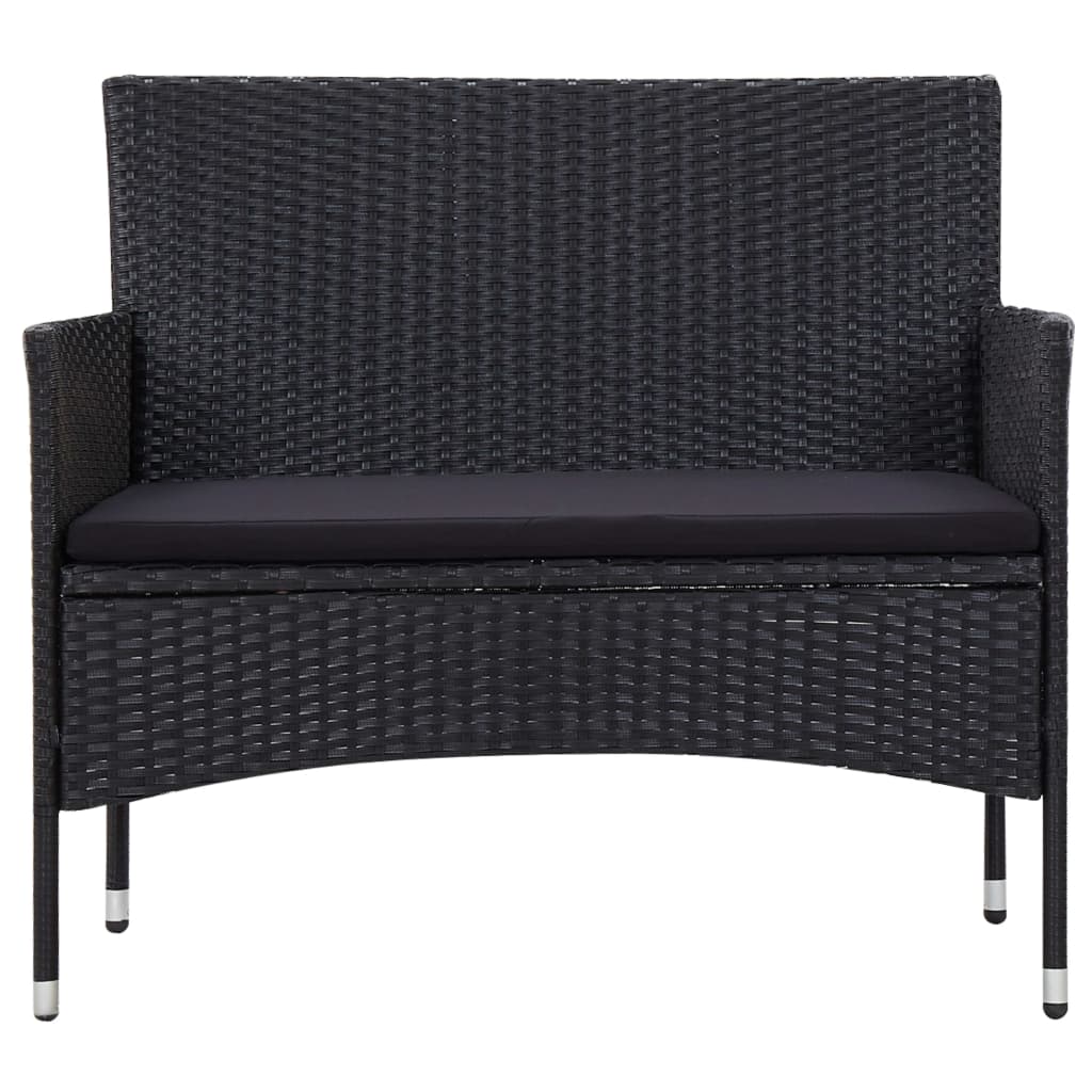5 Piece Garden Lounge Set With Cushions Poly Rattan Black