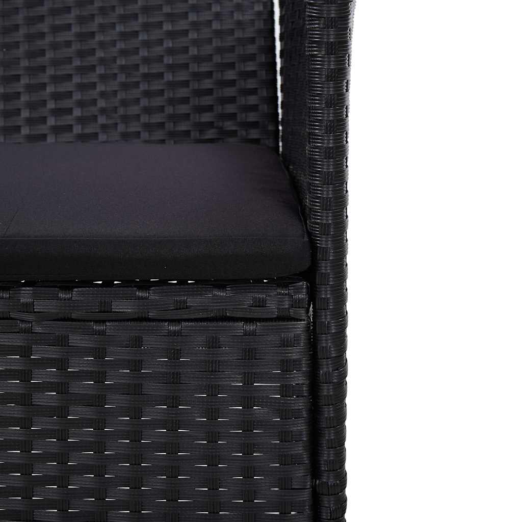 3-Seater Garden Sofa with Cushions Black Poly Rattan