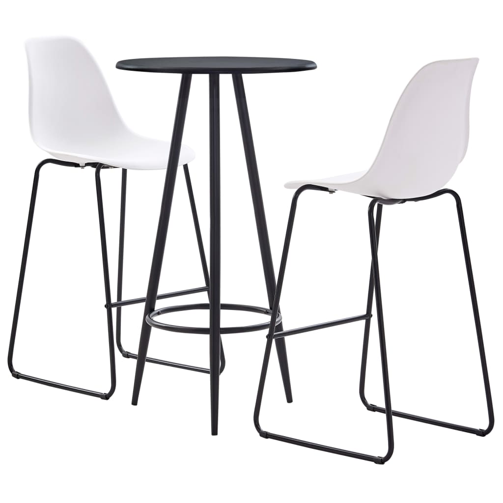 3 Piece Bar Set Plastic White