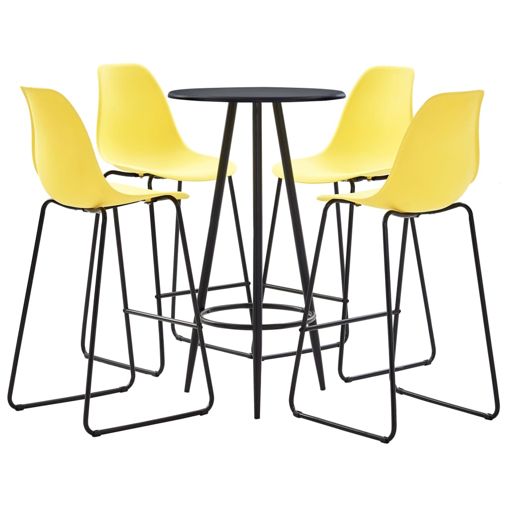 5 Piece Bar Set Plastic Yellow