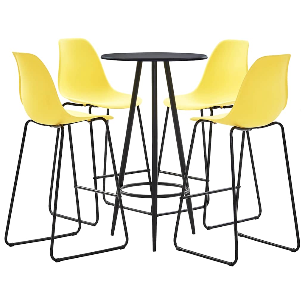 5 Piece Bar Set Plastic Yellow