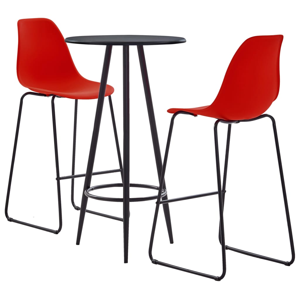3 Piece Bar Set Plastic Red