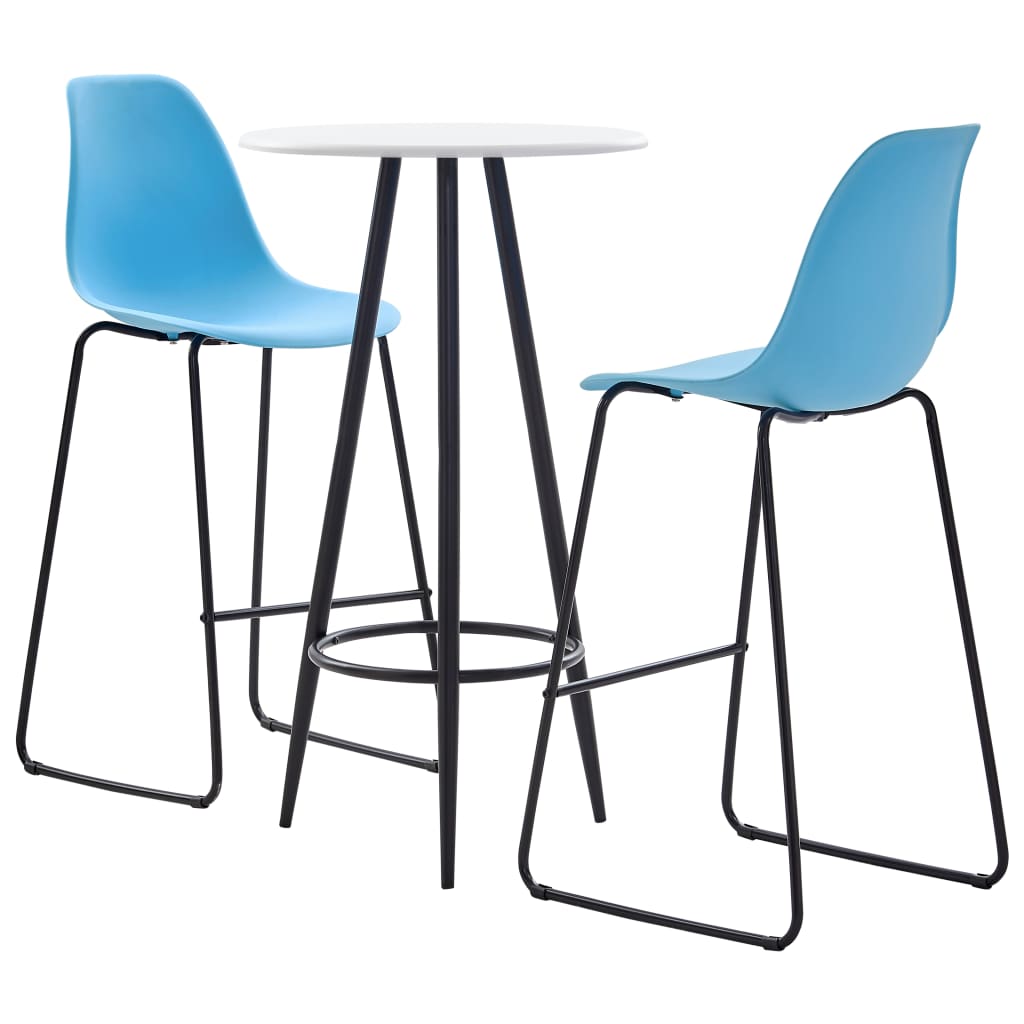 3 Piece Bar Set Plastic Blue