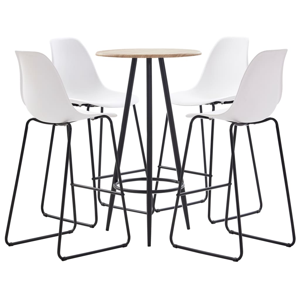 5 Piece Bar Set Plastic White