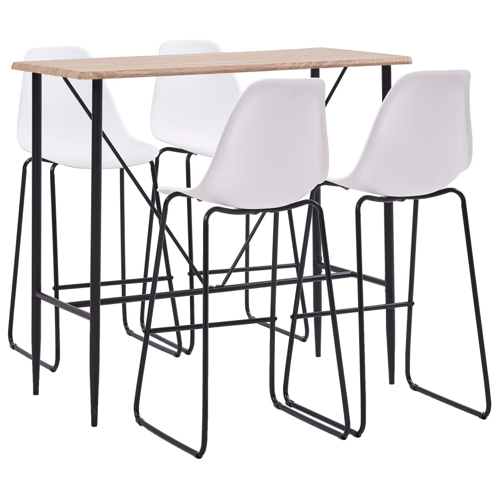 5 Piece Bar Set Plastic White