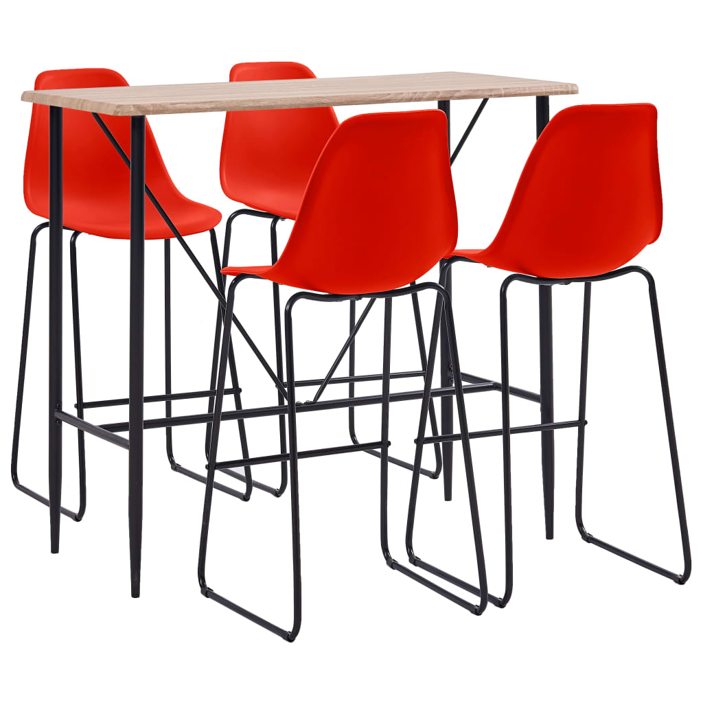 5 Piece Bar Set Plastic Red