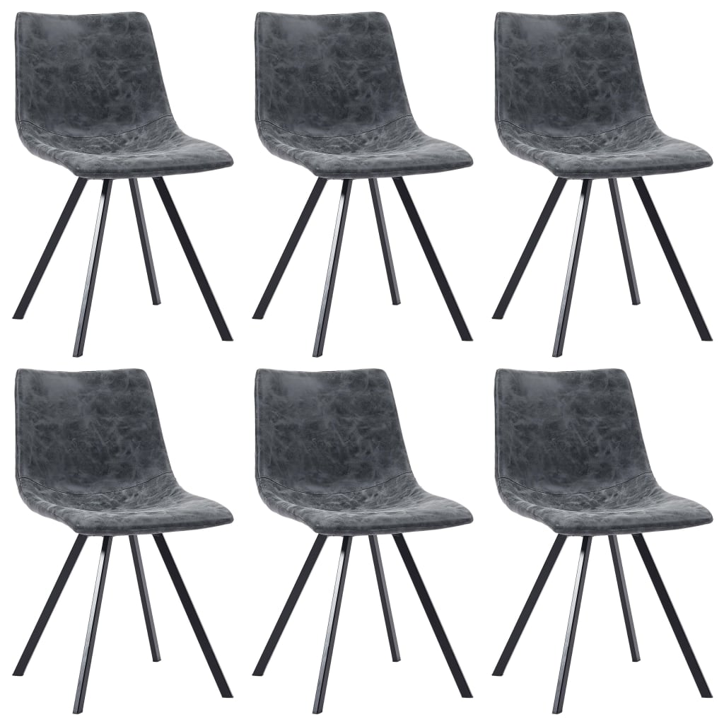 7 Piece Dining Set Black Faux Leather