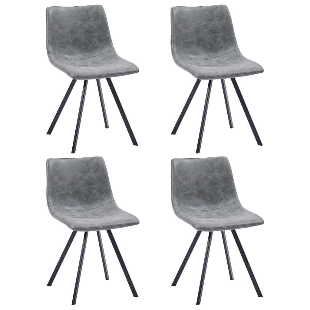 9 Piece Dining Set Grey Faux Leather