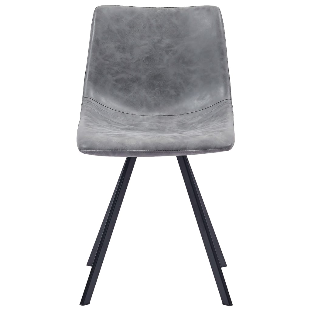 7 Piece Dining Set Grey Faux Leather