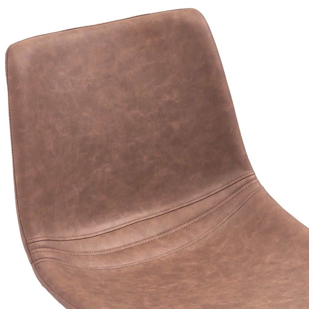 7 Piece Dining Set Medium Brown Faux Leather