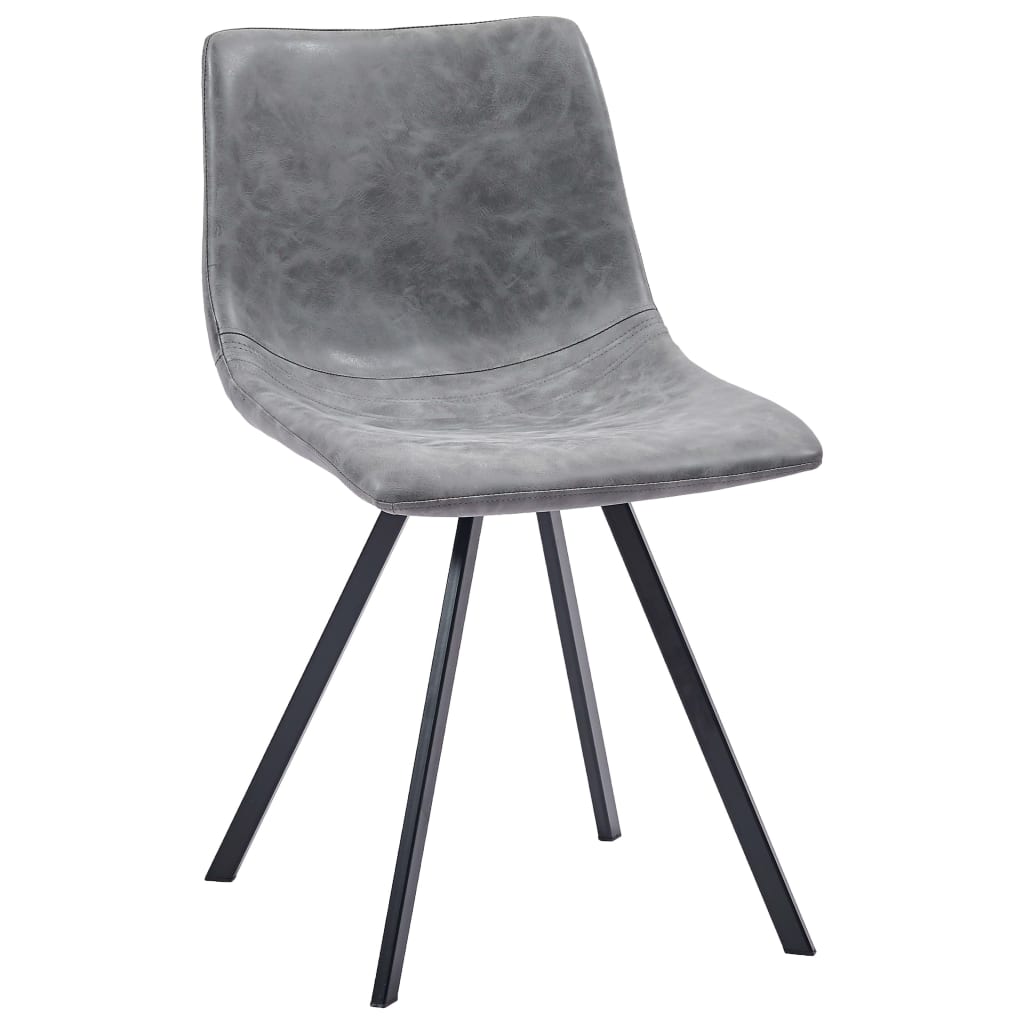 11 Piece Dining Set Grey Faux Leather