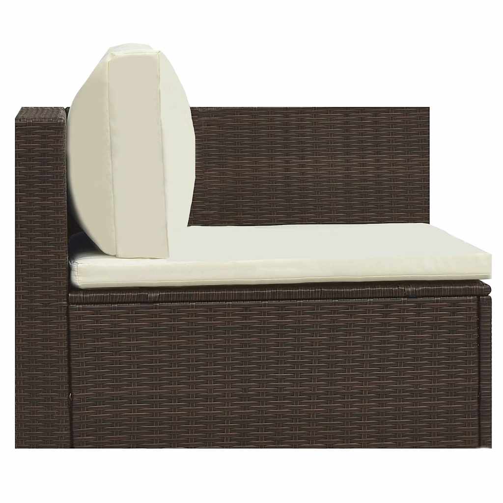 5 Piece Garden Lounge Set with Cushions Poly Rattan Brown