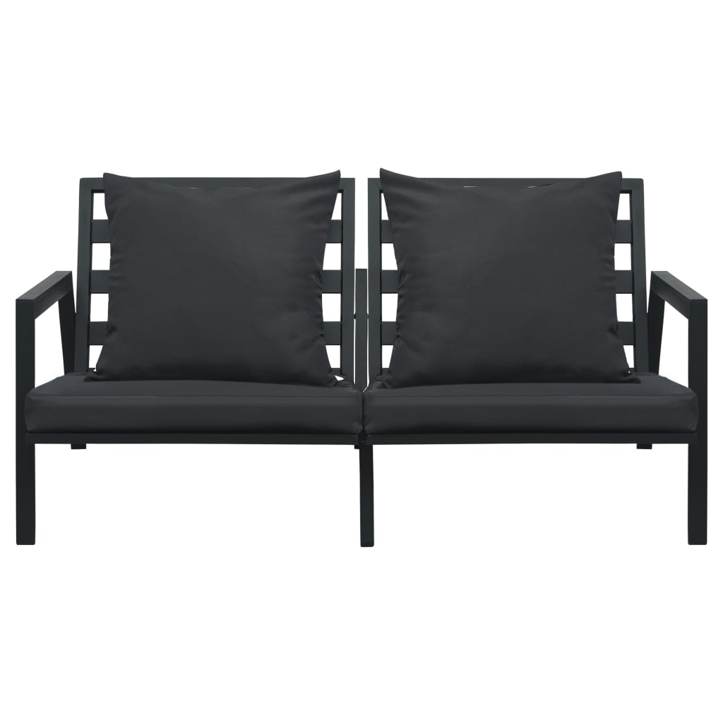 Garden 2-Seater Sofa with Cushions Dark Grey Aluminium