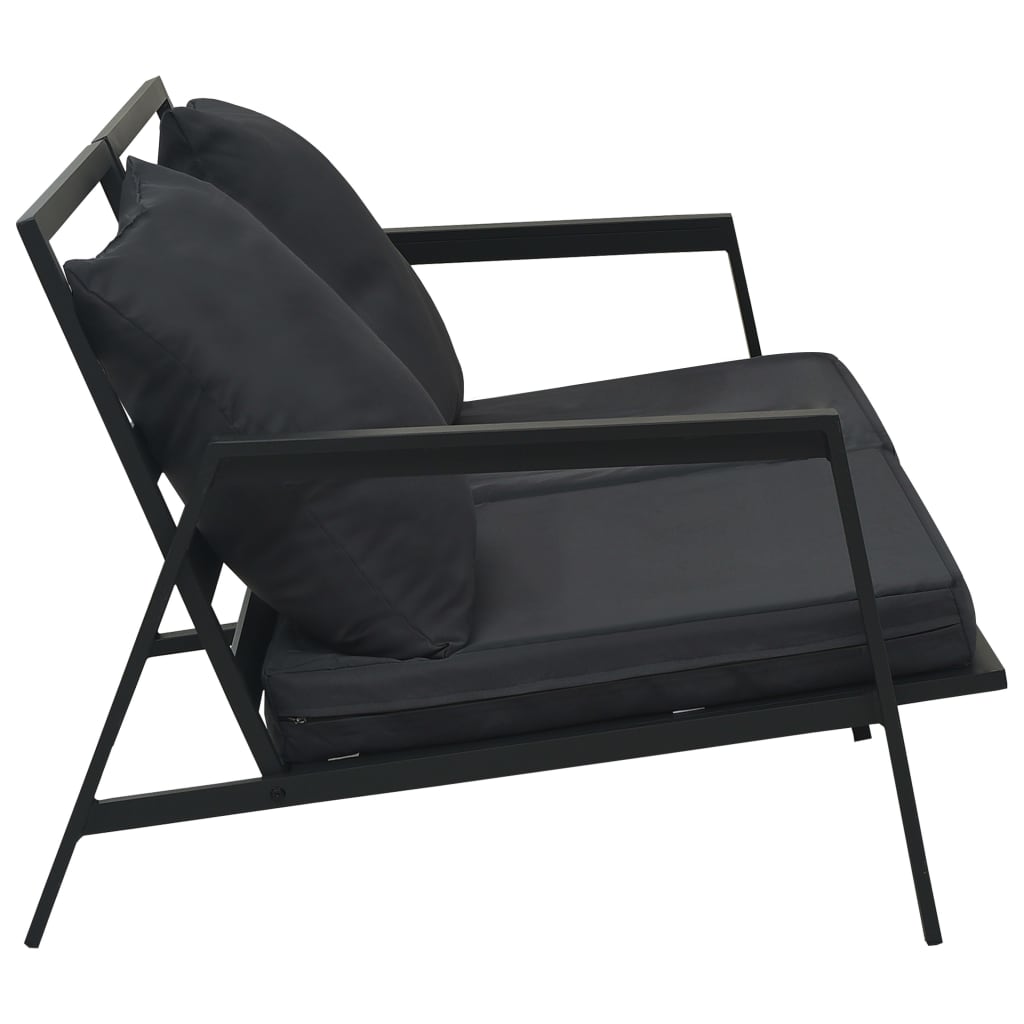 Garden 2-Seater Sofa with Cushions Dark Grey Aluminium
