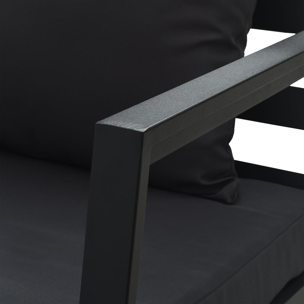 Garden 2-Seater Sofa with Cushions Dark Grey Aluminium