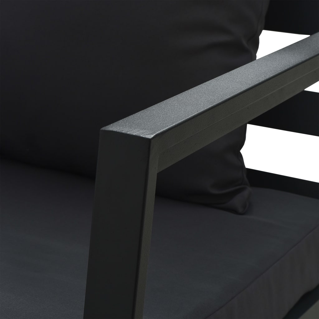 Garden Sofa with Cushions Dark Grey Aluminium