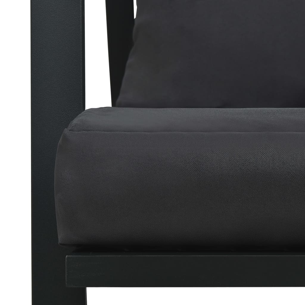 Garden Sofa with Cushions Dark Grey Aluminium