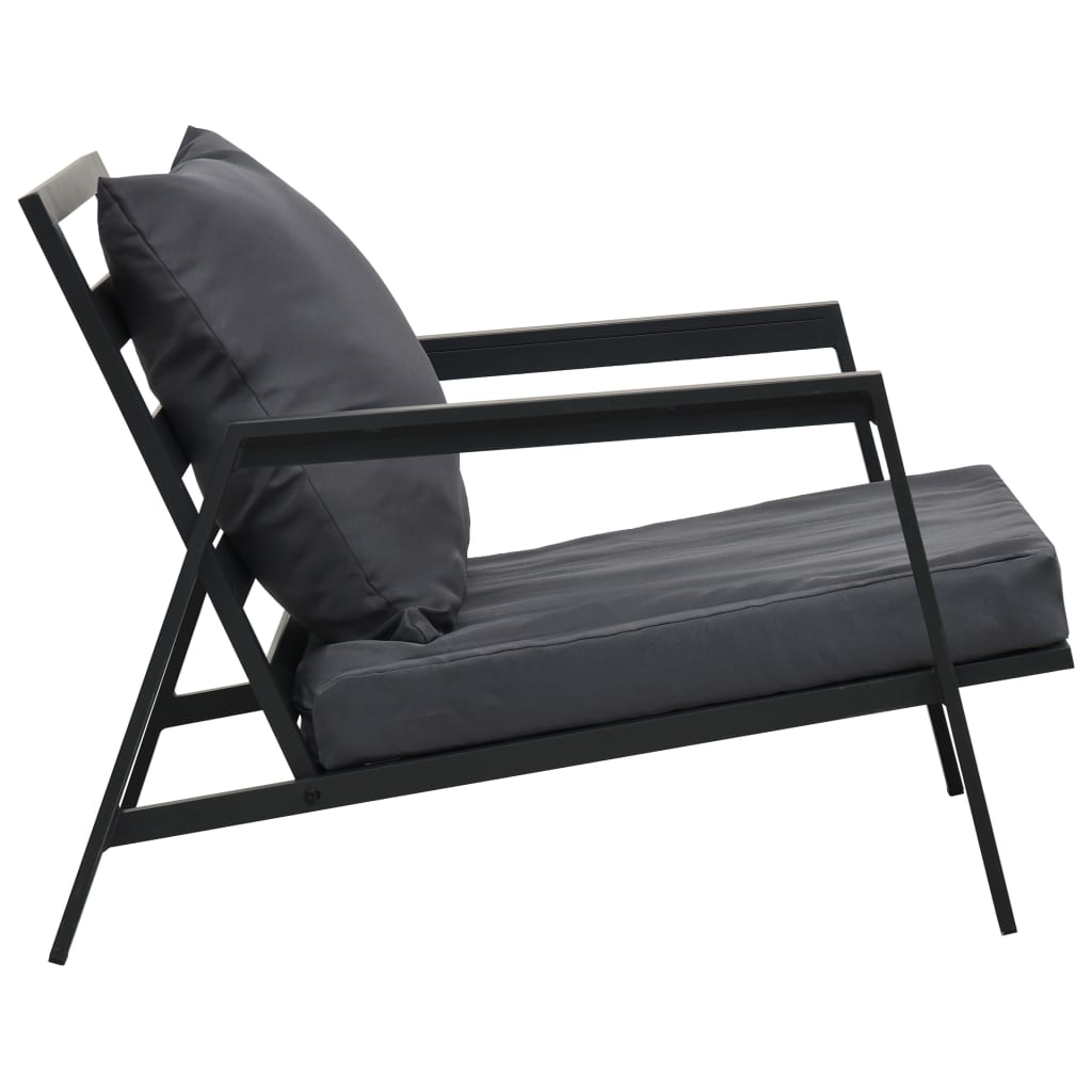 4 Piece Garden Lounge Set with Cushions Aluminium Dark Grey