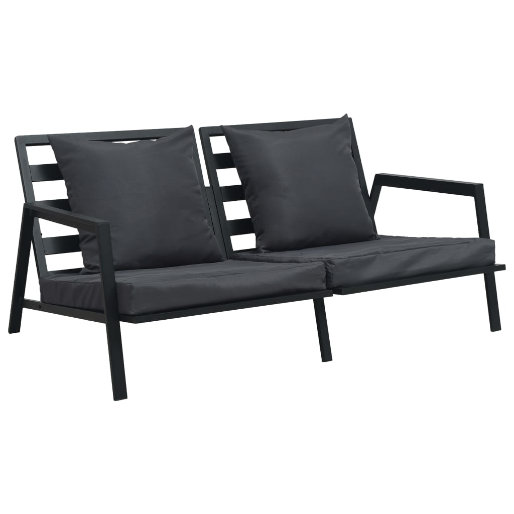 5 Piece Garden Lounge Set with Cushions Aluminium Dark Grey