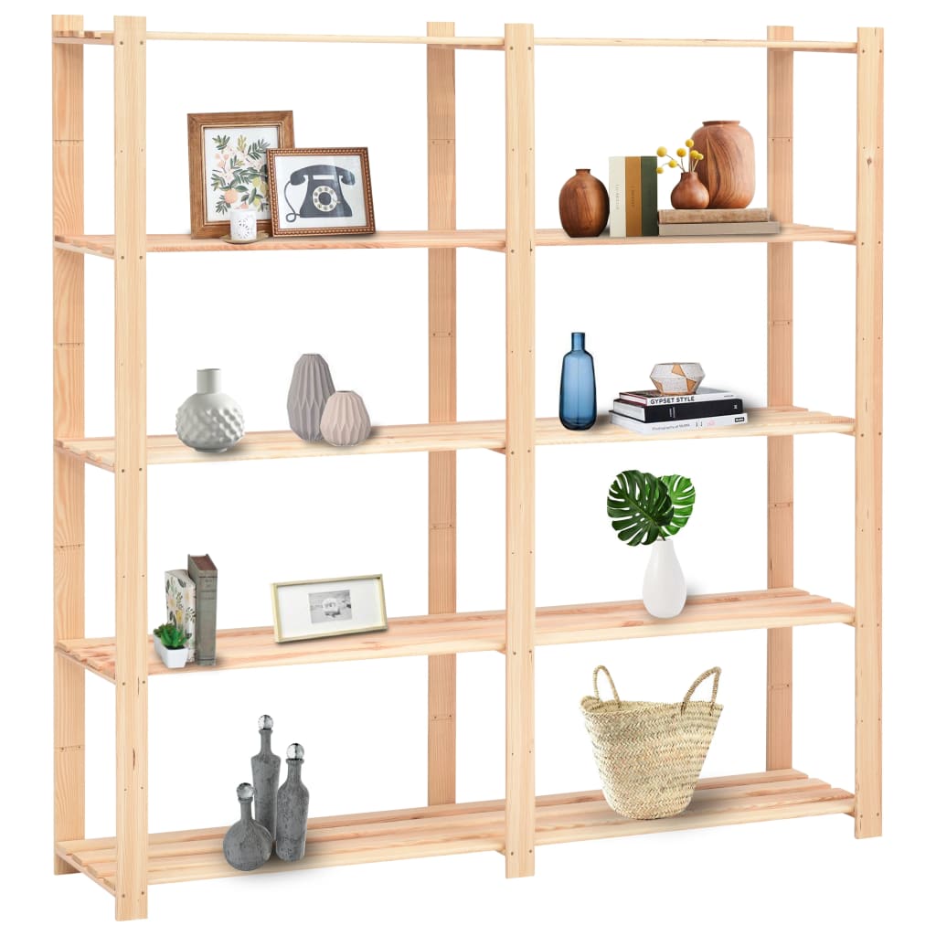 5-Tier Storage Racks 3 pcs 170x38x170 cm Solid Wood Pine 500 kg