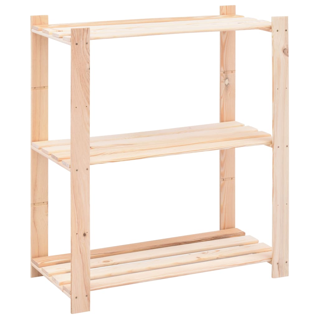 3-Tier Storage Racks 5 pcs 80x38x90 cm Solid Wood Pine 150 kg